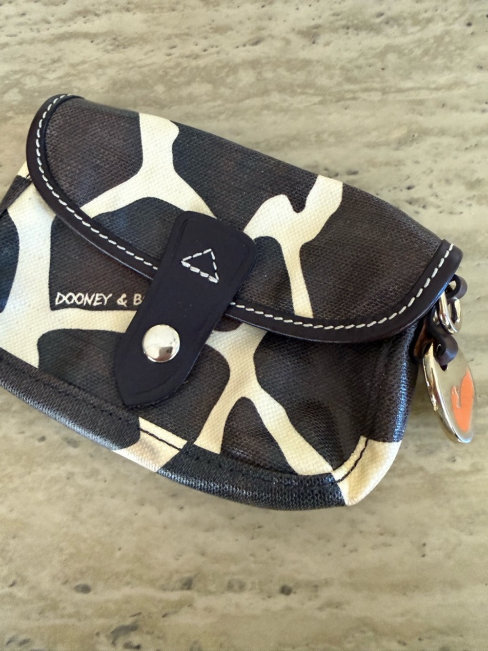 Dooney & Bourke Black and Cream Small Wristlet Coin Purse, missing wrist strap